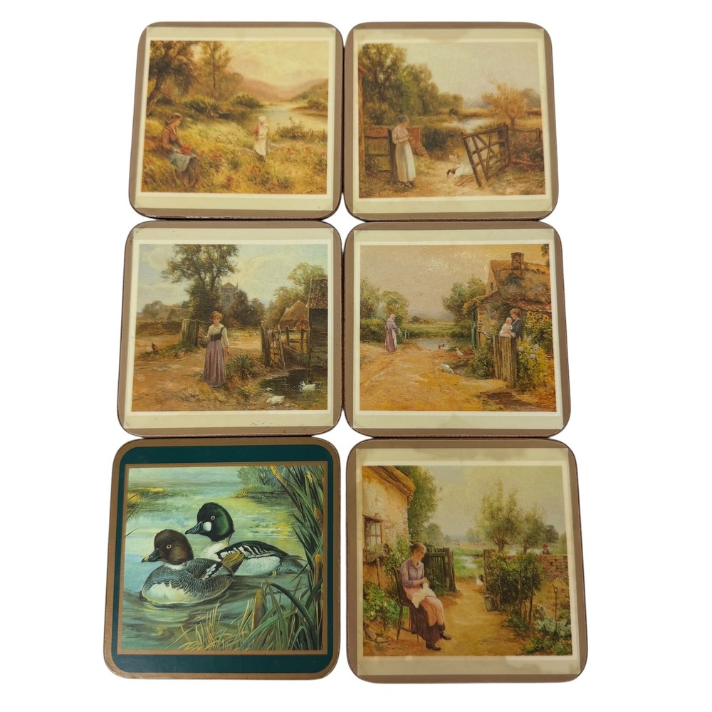 Pimpernel Vintage English Countryside Cork Backed Coasters Set of 6 Made England